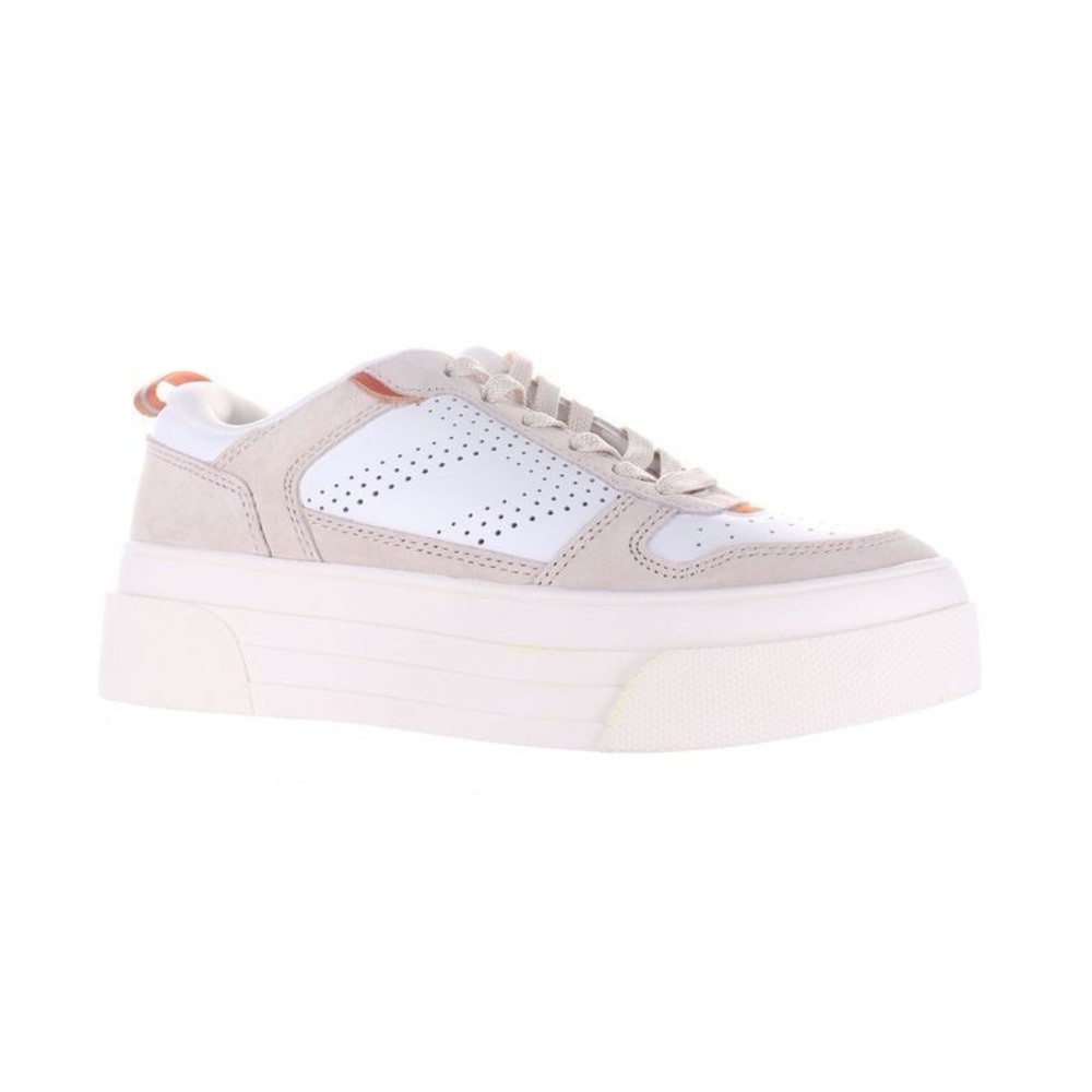 Le Tigre White and Tan Chunky Platform Sneakers